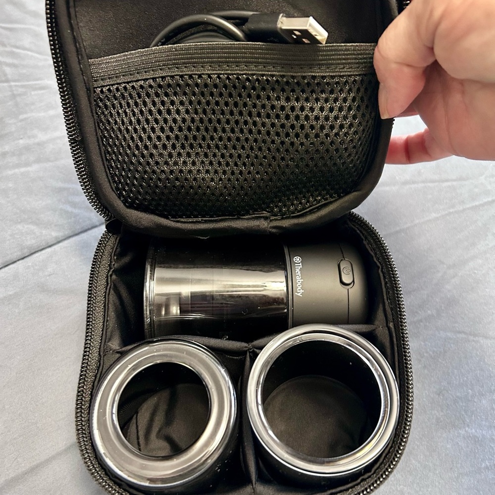 TheraCup is a cupping device with warm & vibration settings.